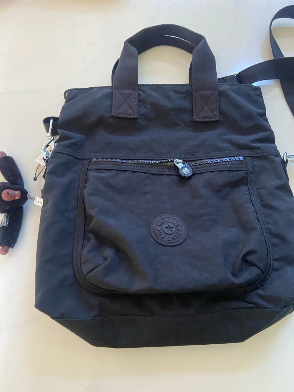 Kipling Black Nylon Messenger Crossbody Bag